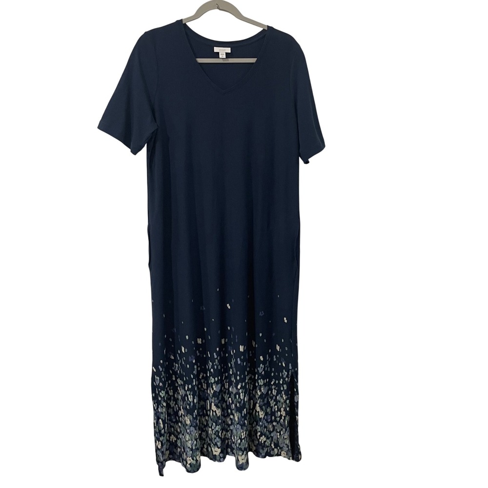 Pure Jill Maxi Dress V-Neck Floral Print Casual Summer Dress Womens Large Tall